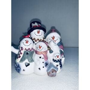 Snowmen Family Giftco Inc. Polystone Christmas Ornament Figurines Candle Holder